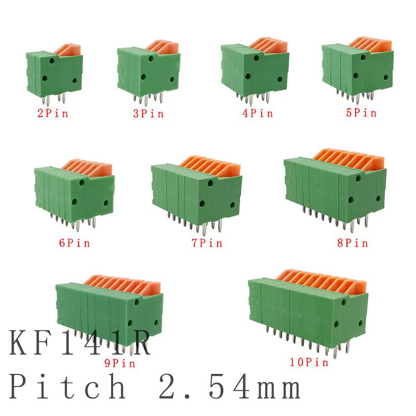 20Pcs KF141R Pitch 2.54mm PCB Mounted Spring Screless Right Angle Terminal Blocks Connector 2/3/4/5/6/7/8/9/10Pin 150V 2A for 26
