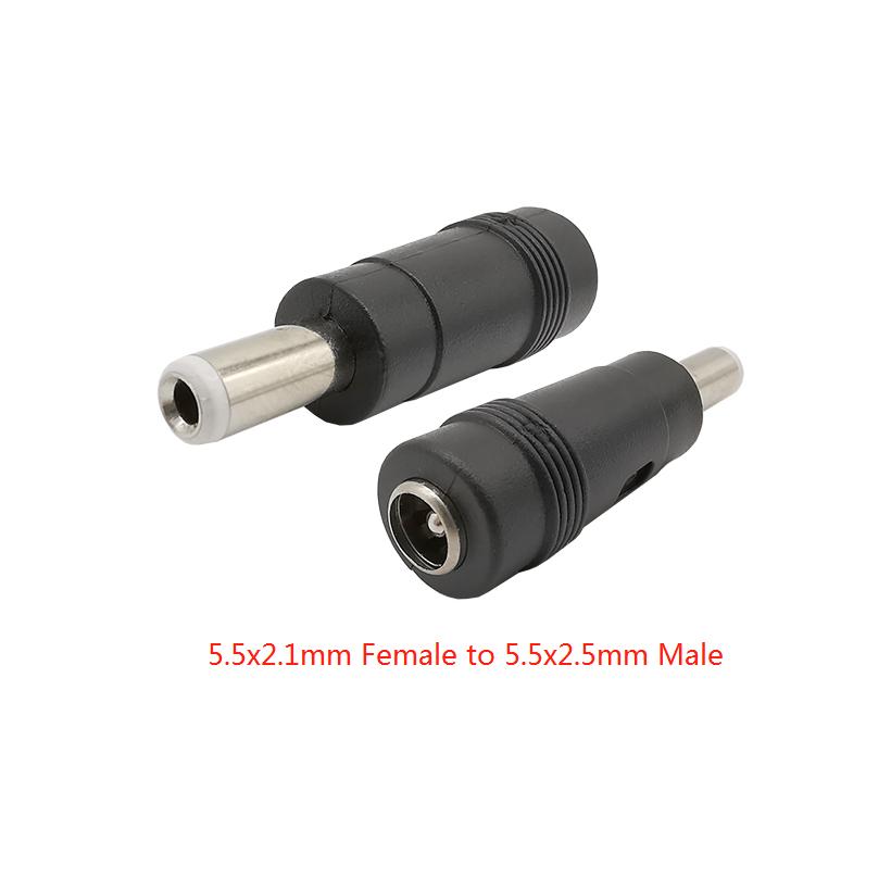 10Pcs 5.5x2.1mm Female jack to 5.5x2.5mm Male plug DC power connector female to male Adapter 5.5*2.1mm DC Converter for Laptop