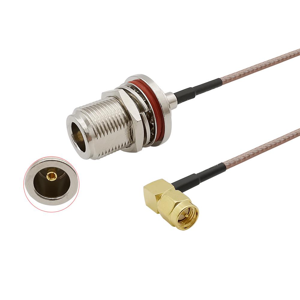 N Female Bulkhead To SMA Male Plug Right Angle RG316 Pigtail Cable RF Coaxial Cables Jumper Cable 10-80CM