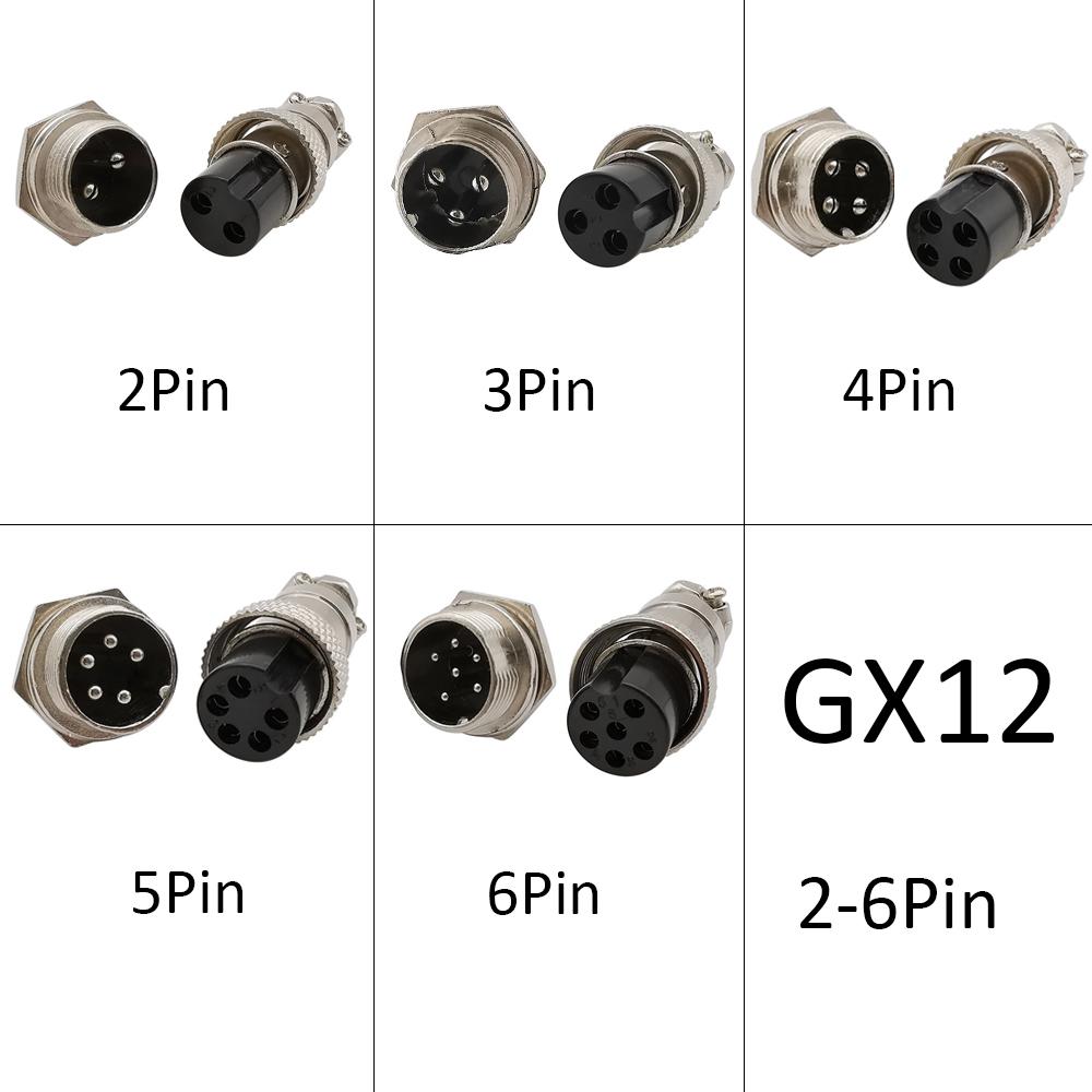 10Pair male&female 2,3,4,5,6Pin GX12 aviation plug straight type panel mounting connecting wire microphone Mic plug connector
