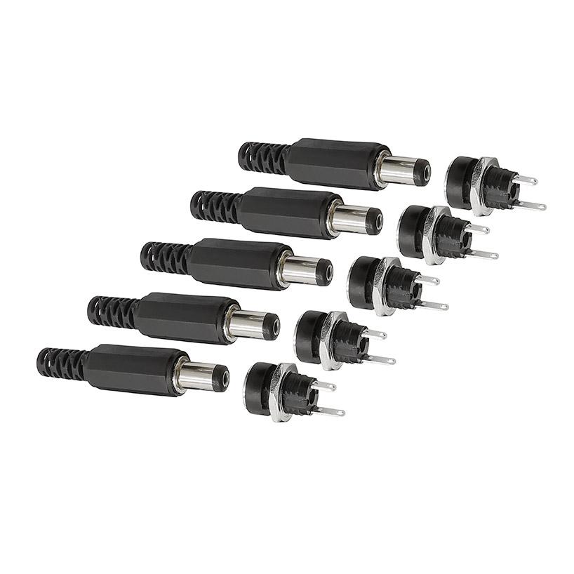10Pair DC-022B DC Power Male Plug 5.5x2.1mm and Female Jack Socket Adapter Circular DC022B DC Power Supply Panel Mount Connector