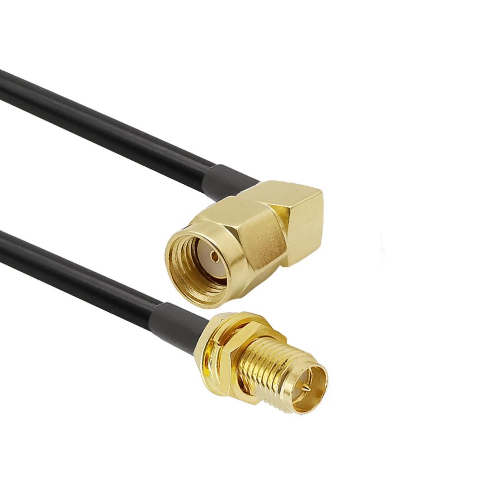 1Meter LMR195 RP-SMA Male Right Angle to RP-SMA Female WiFi Antenna Extension Coaxial Cable for Wireless Mini PCI Express PCIE