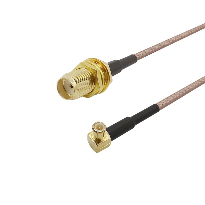 2Pcs RG316 15CM Low Loss SMA Female Jack to MCX Male Plug Right Angle Wire Connector RF Coaxial Pigtail Cable Antenna extender