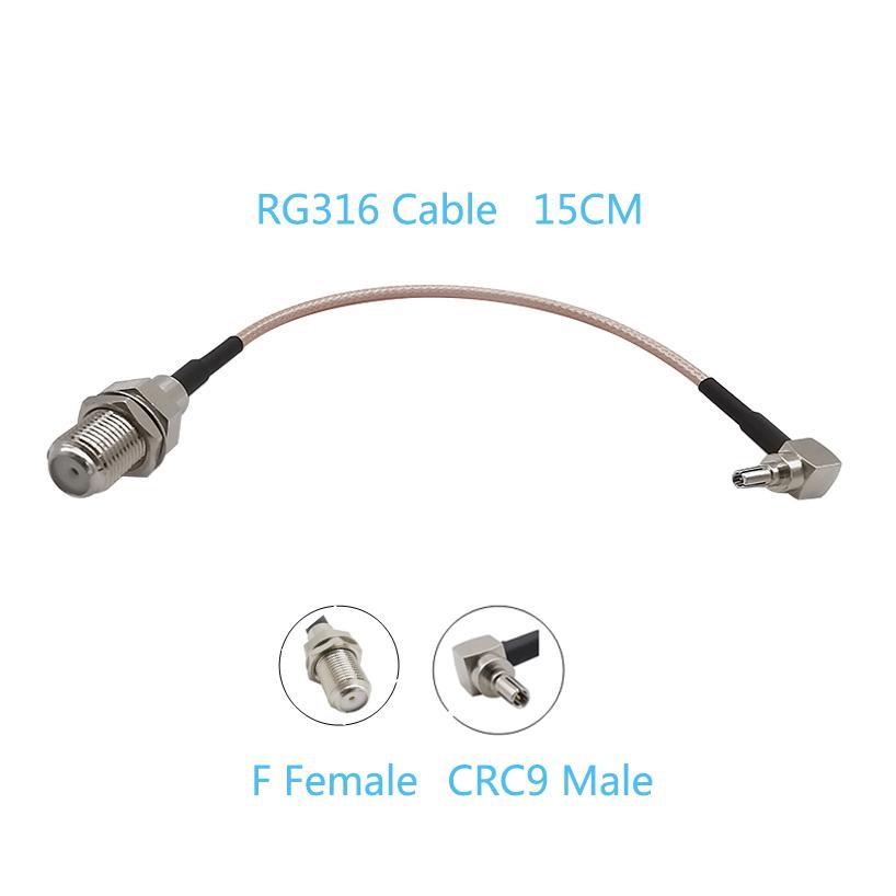 F Type Female Jack To CRC9 Male Right Angle RG316 Pigtail Cable 15cm For HUAWEI Modem RF Lighting