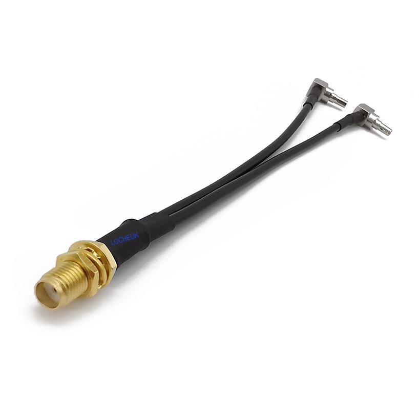 RG174 Pigtail Cable SMA Female Jack to Y Type 2X CRC9 Right Angle 90 degrees Splitter Combiner Connector 20CM for 3G/4G Antenna