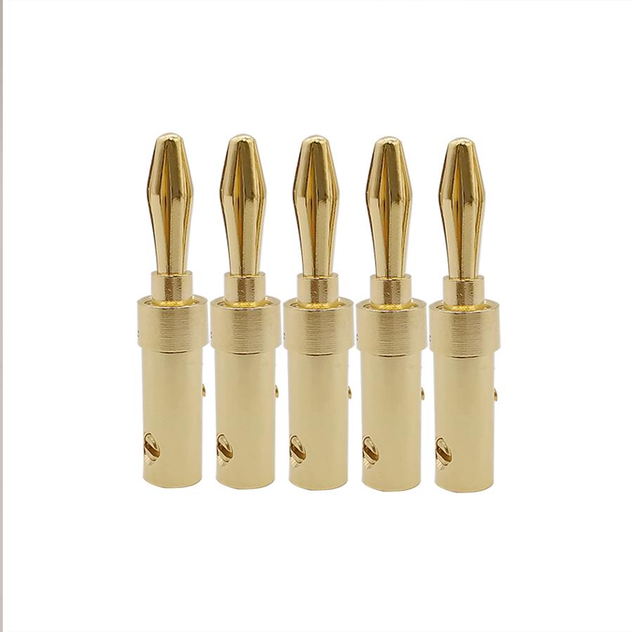 5Pcs 4mm Banana Plugs Copper Gold Plated Audio Speaker Cables Wire Connectors For Amplifier