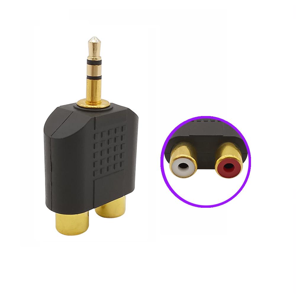 1Pcs Gold Plated 3.5mm Stereo Male to 2-RCA Female Adapter,Audio Splitter Connector, Dual RCA Jack Adapter, RCA to 3.5mm Adapter