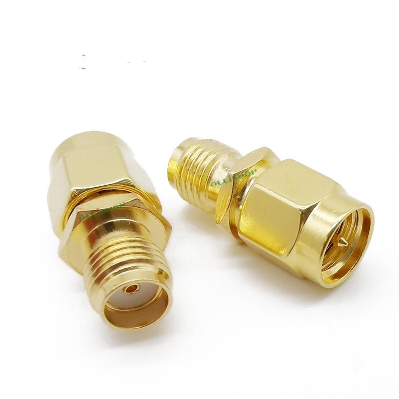 10Pcs RF coaxial coax adapter SMA male female RP SMA to SMA male RP-SMA Connector Gold Plated Straight SMA Plug to Jack Coaxial