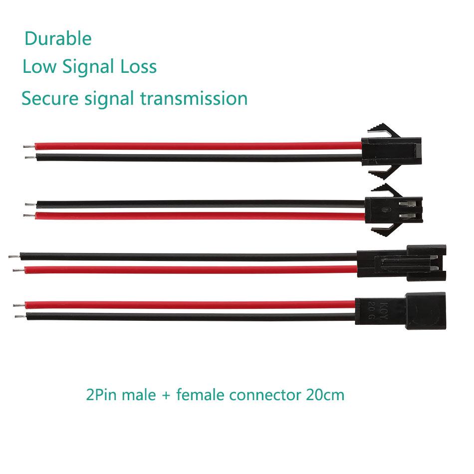 5Pairs 20cm Long JST SM 2Pins Plug Male to Female Wire Connector Pigtail Cable Plug Socket LED Strips Lamp Driver Adapter