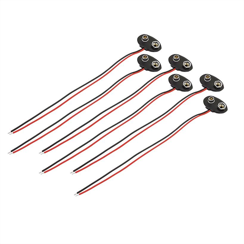 50Pcs T-type 9V Battery Snap Connector Clip 9V Battery Clip Lead Wires Holder Wire Length 15CM Cable 9V Battery Connector