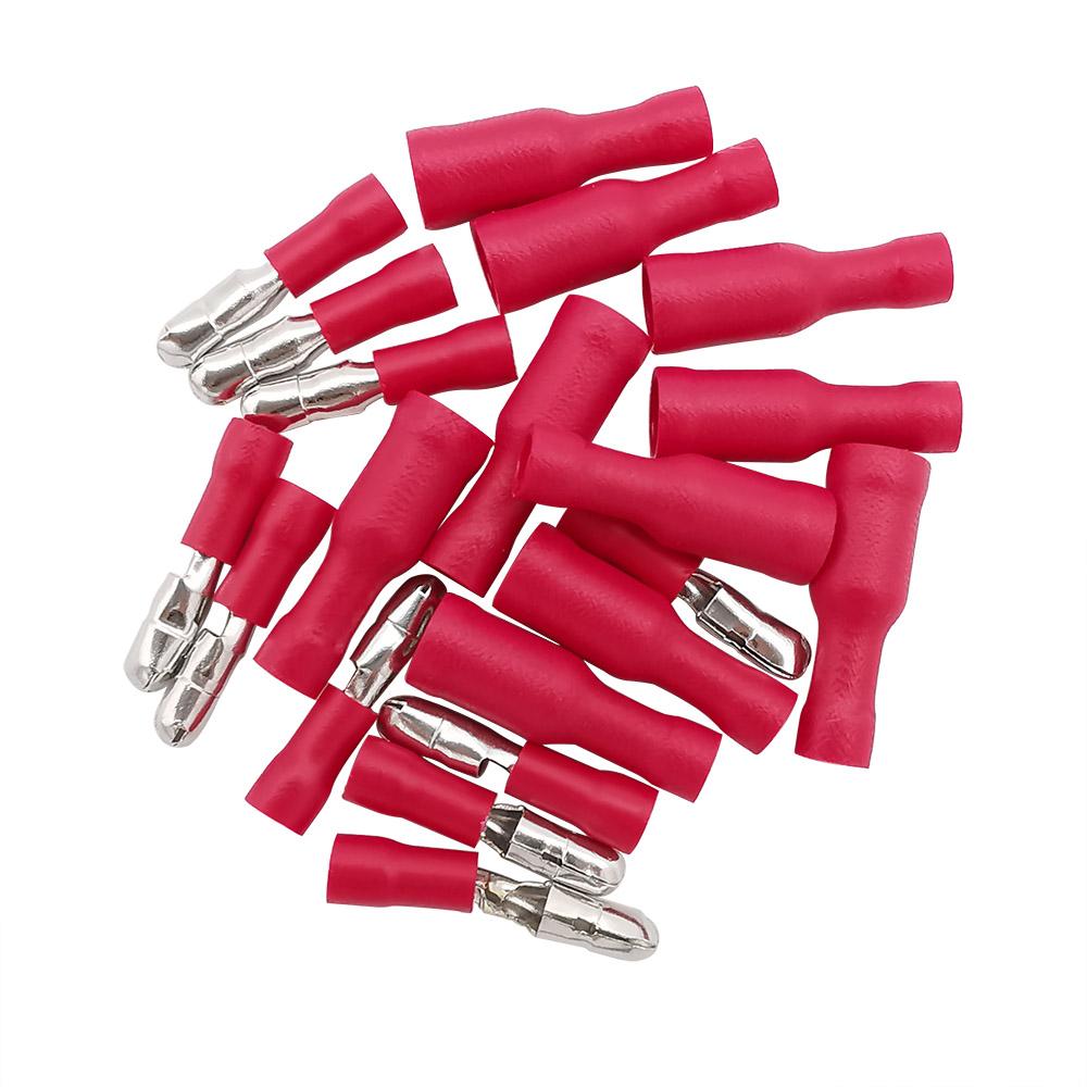 100pair Red Male Female Bullet Insulated Wire Connector Crimp Terminals Wiring Cable FRD1.25-156 FRD1-156 MPD1.25-156 MPD1-156