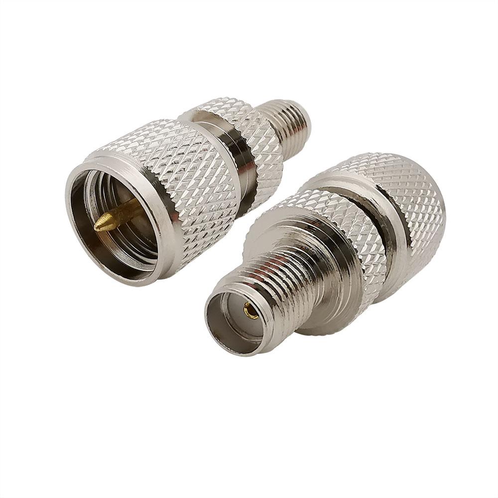 2Pcs Mini UHF Male to SMA Female RF Coaxial Connector Jack Plug Straight Adapter Nickel Plated