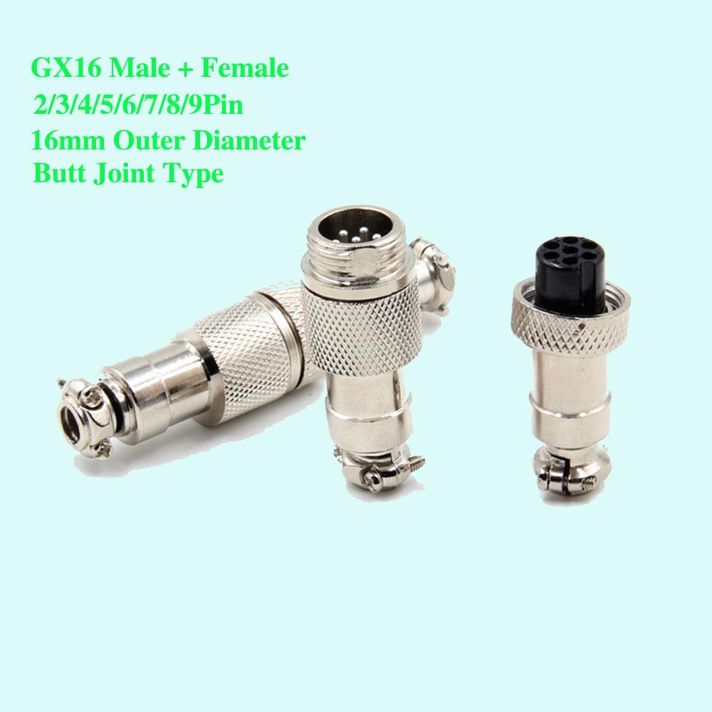 1set GX16 2/3/4/5/6/7/8/9 Pin Butt Joint Male & Female 16mm Aviation Connector Wire Panel circular adapter