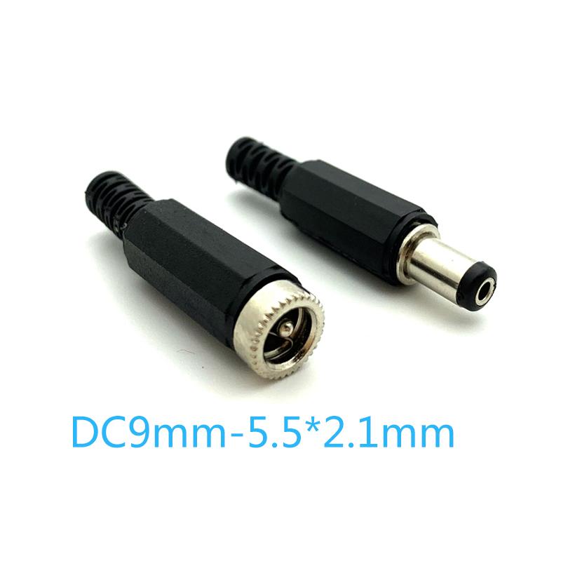 2Pcs DC Power Jack Plugs Male/Female Socket Adapter Connectors 2.1mmx5.5mm For DIY Projects Disassembly 5.5*2.1Female Male Plug