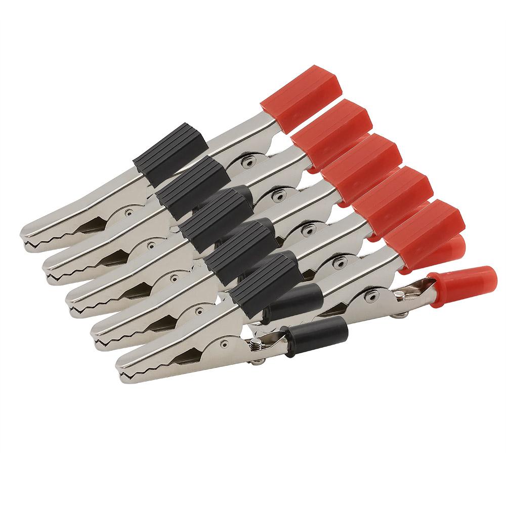 100Pcs red and black 55mm Plastic Handle Test Probe Metal Alligator Clips Connector Connect Socket Plug for Battery