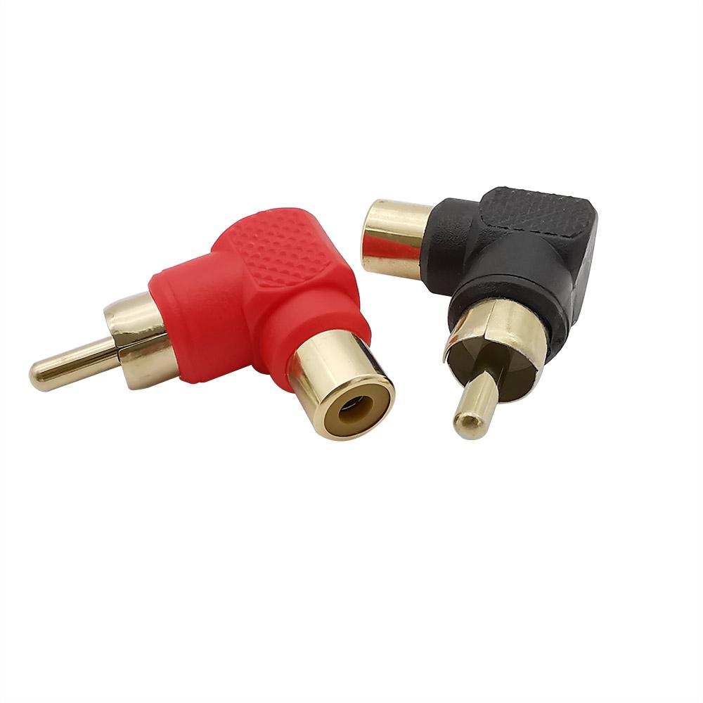 2Pcs 90 Degree RCA Right Angle Connector Plug Adapters Male To Female M/F 90 Degree Elbow Audio Adapter