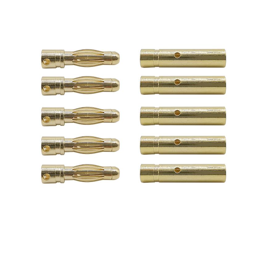 20Pair Bullet Banana plug 2mm 3mm 3.5mm 4mm Bullet Female Male Connectors Battery Parts Head Gold Plated Copper Banana Plugs