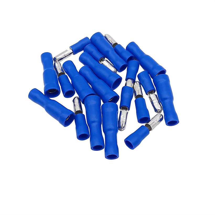 100Pair Electrical Wire Crimp Terminals, Butt Splice, Butt Connectors Kit,Blue Male Female Bullet Insulated Cable Connector