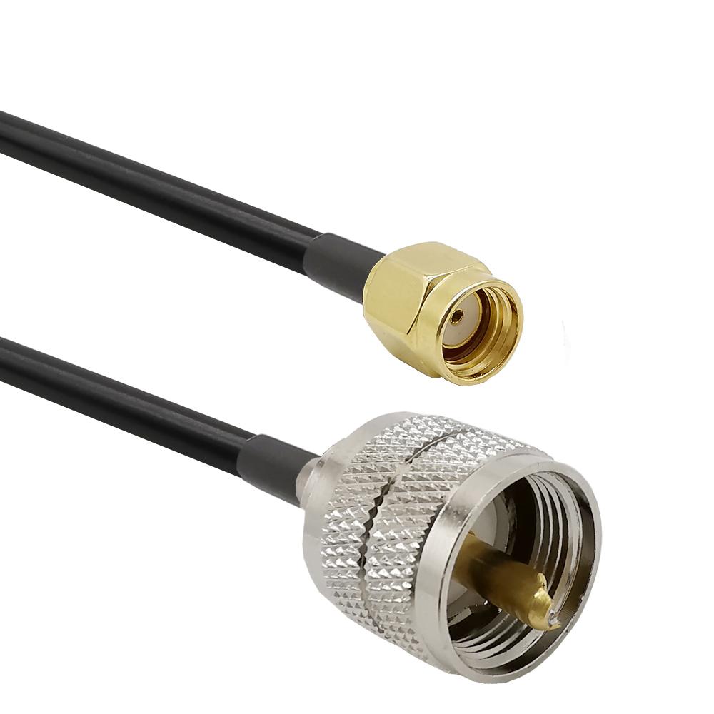 1Pcs RP-SMA Male to UHF SO239 PL259 Male 15Meter RG58 Cord Coaxial Extension Cable Plug Connector for Ham Radio CCTV VCR Antenna