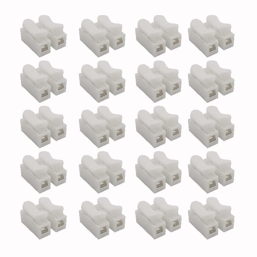 100Pcs 2Pin Wire Wiring Connectors CH2 Quick Splice Cable Lock Terminal Block Barrier Spring Press Type