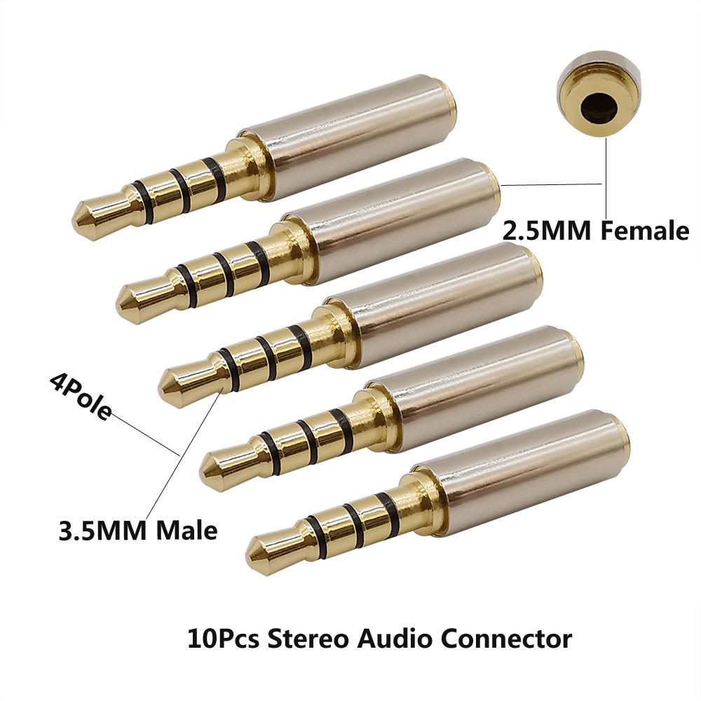 10PCS 3.5mm Male Plug to 2.5mm Female Socket Audio Connector TRRS Stereo Headphone Video Adapter Converter