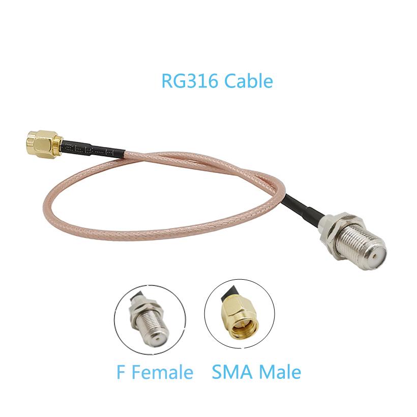 RG316 F TV Female Jack bulkhead to SMA Male Plug Straight RF Jumper pigtail Cable 4inch to 20inch