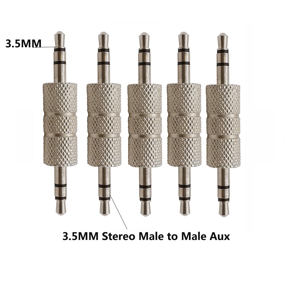 5Pcs Audio Plug Adapter 3.5mm Stereo Male to Male Connector Straight Headset Aux Convert For iphone 6 5 Bluetooth MP3 Headphone