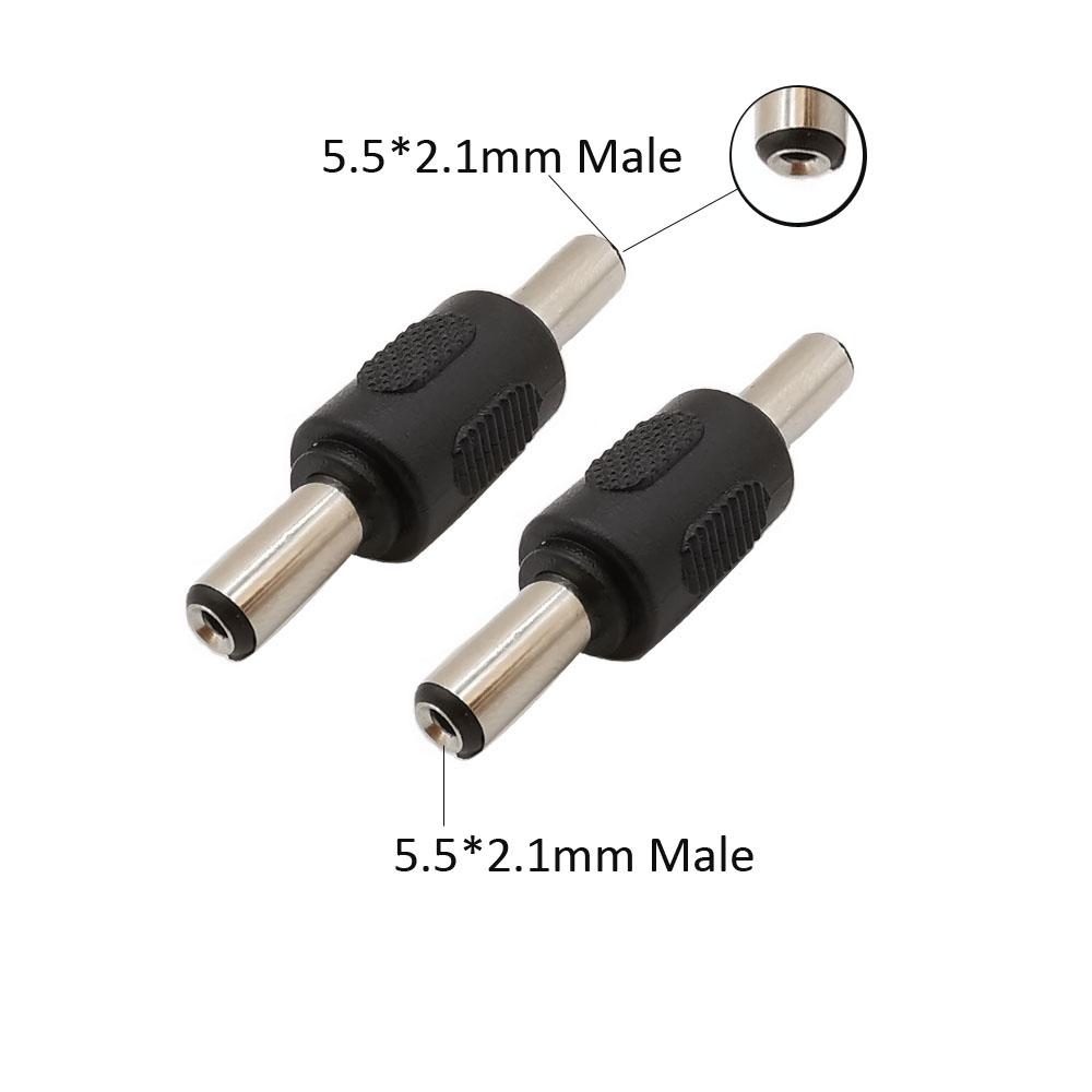 10Pcs 5.5*2.1MM Male to Male DC Power Plug Connector 5.5X2.1mm double Jack head Panel Mounting Adapter Conversion