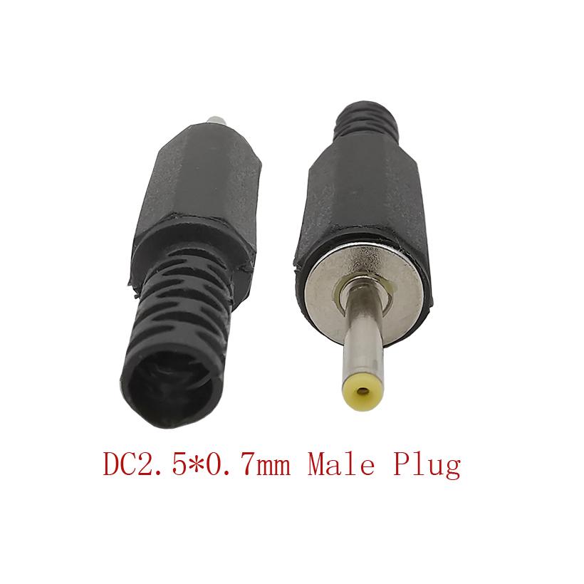 1/2/5Pcs DC 2.5*0.7mm Male Plug Connector DC2.5x0.7mm DC Power male plugs adapter 180 degree straight plug connector unshielded
