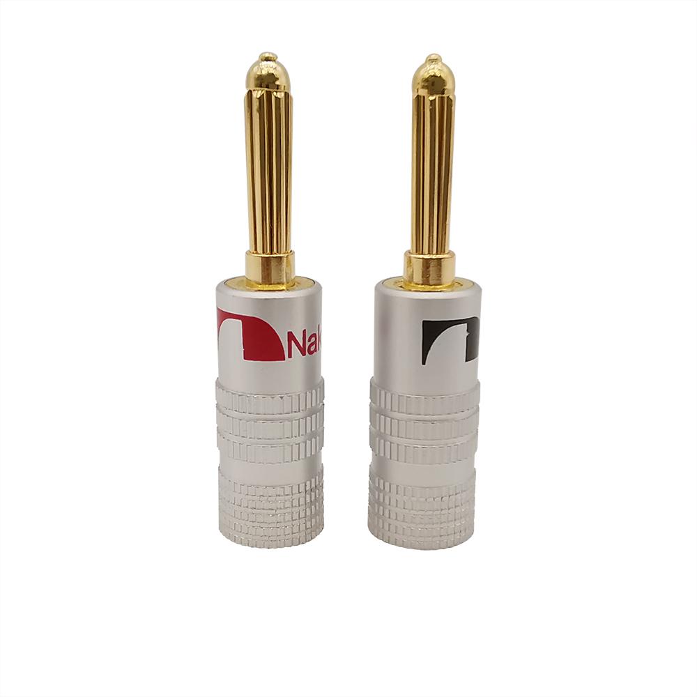 2Pcs Gold Plated 4mm Banana Plugs Cables Wire Audio Speaker Connectors Banane Adapter For Amplifier