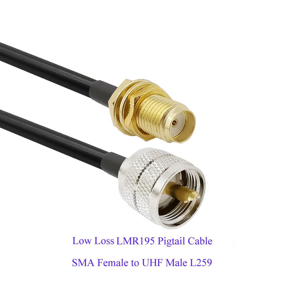 1Pcs RF LMR195 Pigtail Cable SMA Female to UHF Male L259 Wire Connector Handheld Radio Antenna Extender 10/15/20/30/50cm