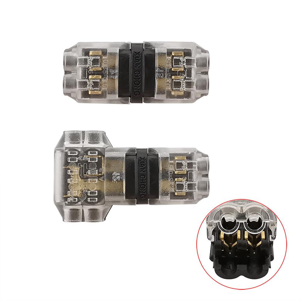 20Pcs Quick Electrical Cable Connector 2 Pin T/H Shape 300V 10A Universal Compact Wire Wiring Terminal Blocks LED Conductor