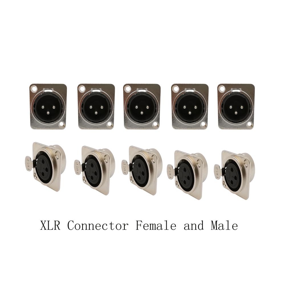 10PCS 3Pin Plug Socket XLR Connector 3-Pin Male Female XLR Mounting Panel Adapter Audio Speaker Solder Speakon for Microphone
