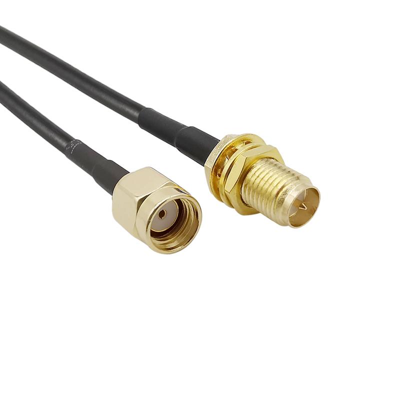 1PCS RP SMA Male to RP SMA Female RG174 WiFi Antenna Extension Cable RP-SMA Jack Plug Coaxial Pigtail RG-174 Wire Connector
