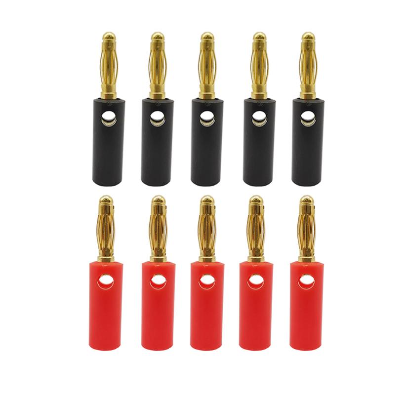 Black Red 4mm Banana Plugs Connectors Audio Speaker Gold Plated Adapter screw Wire Cable connector Lantern type banana head
