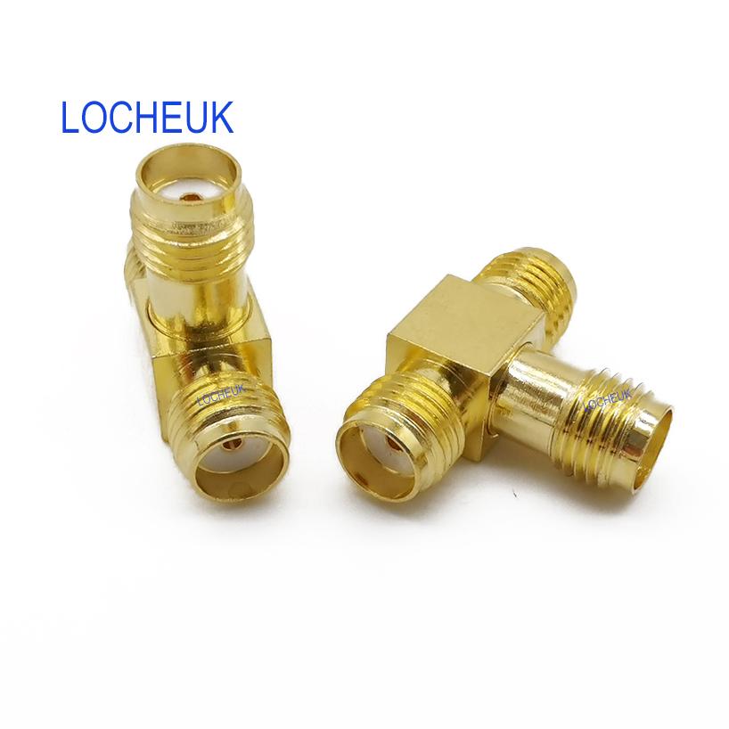 1Pcs SMA Female to Double SMA Female Triple T Type RF Coax Adapter SMA Jack to 2 Jack Connector 3 way Splitter