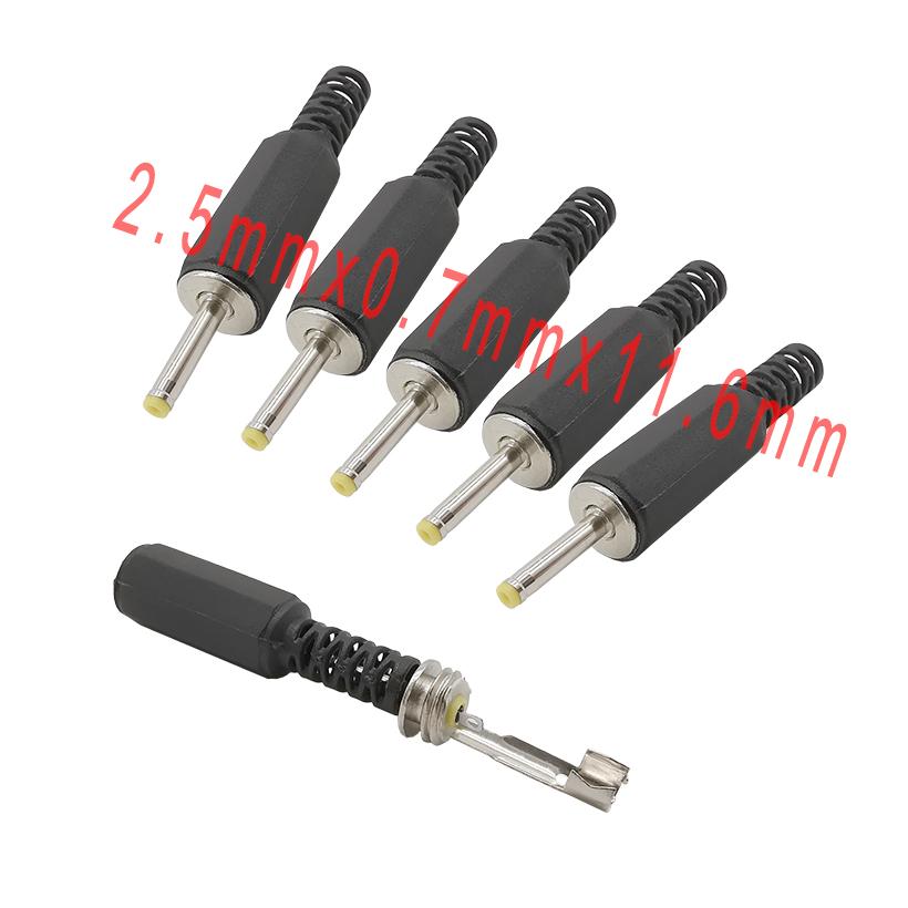 10Pcs DC 2.5*0.7mm Male Plug Connector 2.5x0.7mm DC Power adapter 180 degree straight plug connector unshielded
