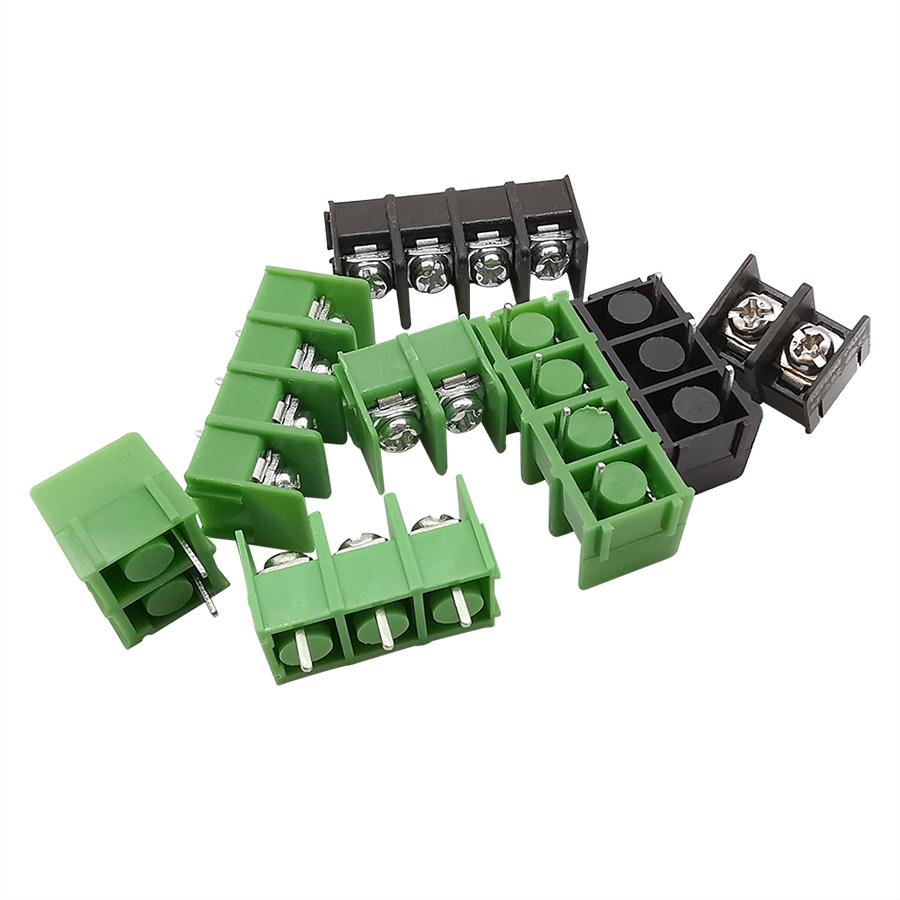 10pcs KF7.62mm 2/3/4Pin Pcb Screw Terminal Block Connectors 300V 20A 7.62mm Pitch Straight Needle Connector Black and Green