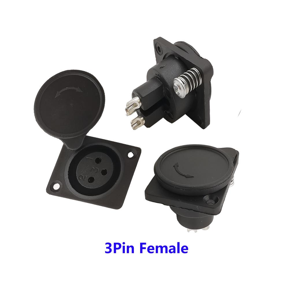 1/2Pcs XLR Female Connector 3pin XLR Jack Panel Mount Socket Audio Adapter Plastic Mic 3 Terminals With Dust Cap