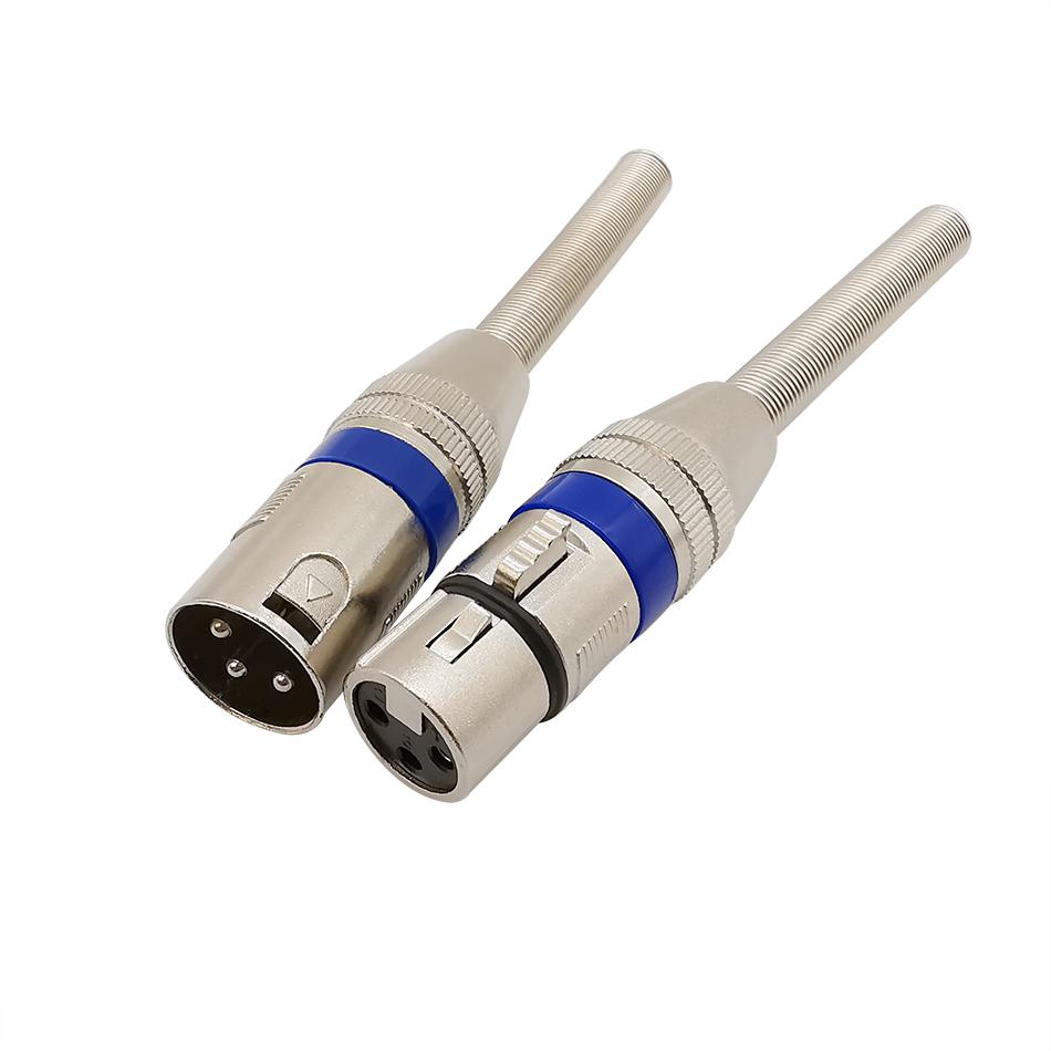 2Pcs 3 Pin XLR Connectors Male Female Microphone Mic Plug Audio Cable Socket KTV Adapter With A Long Spring Extension Cord