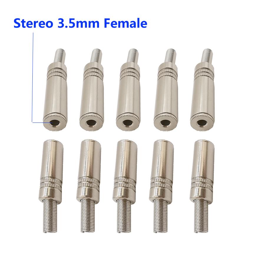 10Pcs 3.5mm 3 Pole Stereo Female Socket Audio Connector Spring Soldering wire Type Cable Adapter For Most Earphone Plug