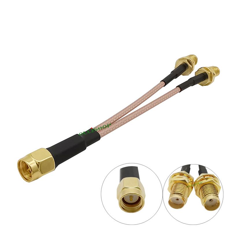 SMA Male Plug to Dual SMA Female Jack RG316 Y Shape Splitter Cable WiFi Antenna SMA Connector 4G LTE Router