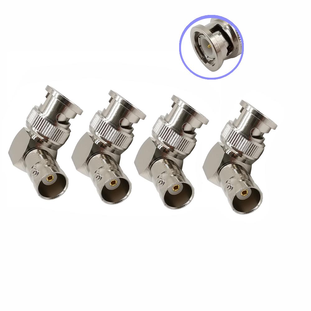 4Pcs Pigital BNC Male to BNC Female Right Angle Connector 90 Degree Plug to Jack Adapter