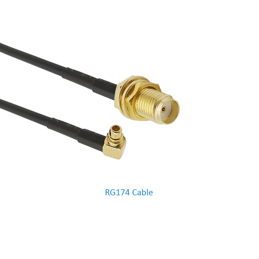 1Pcs 20CM MMCX Male Plug Right Angle to SMA Female Jack RG174 MMCX RF Coaxial Pigtail Jumper Low Loss Cable