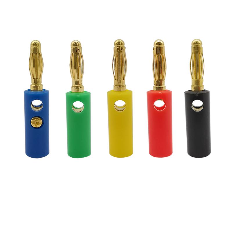 10Pcs 4mm Banana Plugs Connectors Audio Speaker Gold Plated Adapter screw Wire Cable connector Lantern type banana head