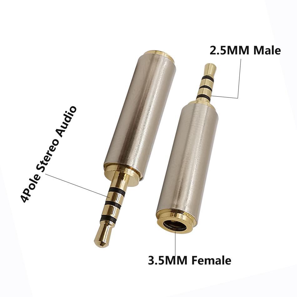 1PCS 3.5mm Female to 2.5mm Male 4 Pole Stereo Audio Connector Cable Headphone Mic Jack Plug Video Adapter Converter