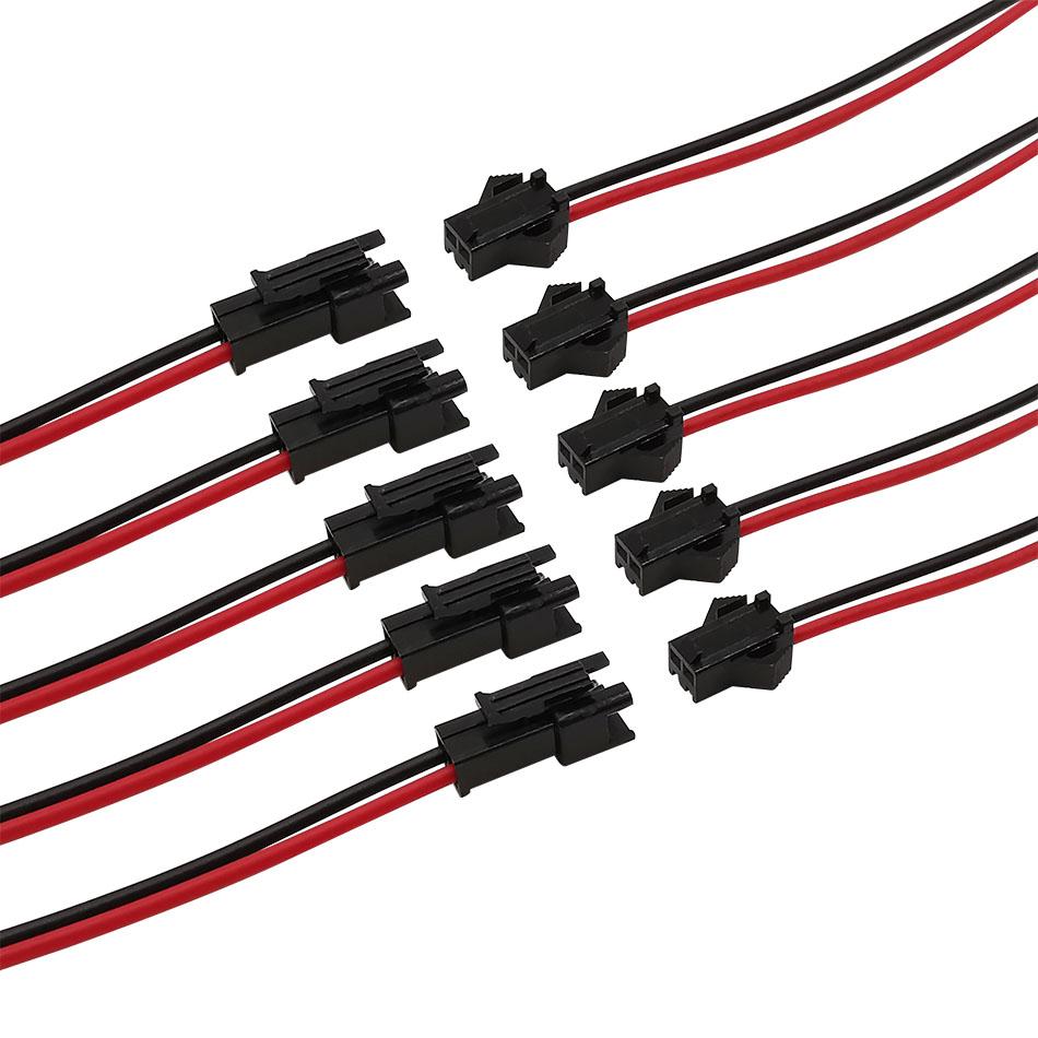 5Pairs 15cm Long JST SM 2Pins Plug Male to Female Wire Connector Pigtail Cable Plug Socket LED Strips Lamp Driver Adapter