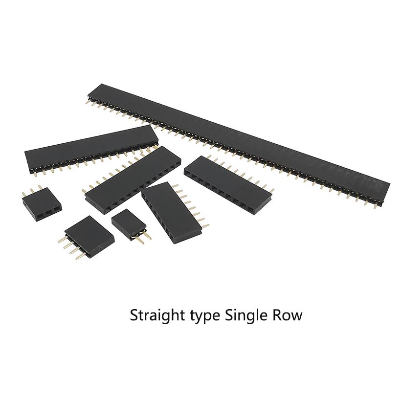 20PCS 2 Pin - 40Pin 2.54 mm Pitch Straight Single Row Female Socket PCB Board Pin Header Connector Strip for Arduino