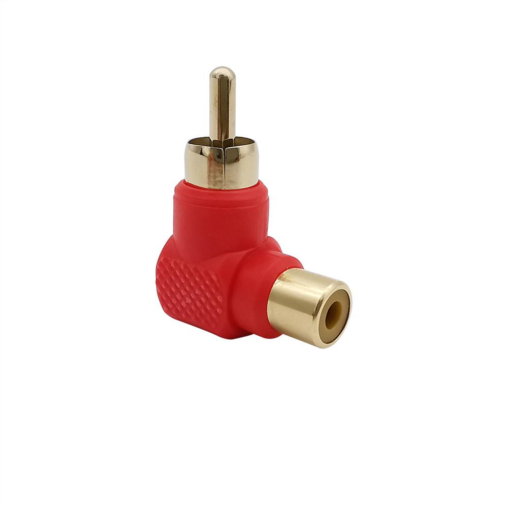 Red Right Angle RCA Connector RCA Male to Female M/F 90 Degree RCA Connector Audio AV RCA Elbow Plug Jack Extender L Shape video