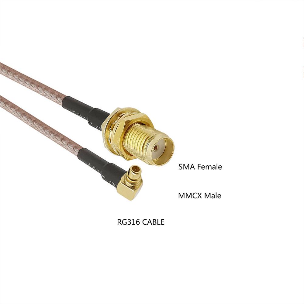 1Pcs 30CM RG316 RF SMA Female to MMCX Male Right Angle Pigtail Cable RG316 MMCX Plug to SMA Jack Connector Cable Assembly